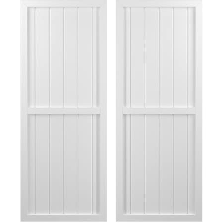 Americraft 6-Board Exterior Wood 2 Equal Panel Framed Board-n-Batten Shutters, ARW101BF621X49WHH